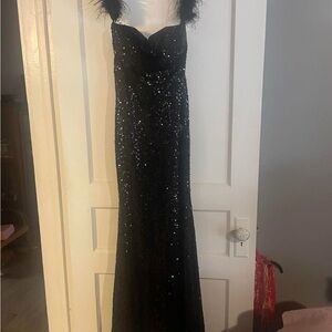 Black Sequin Embellished Prom Gown